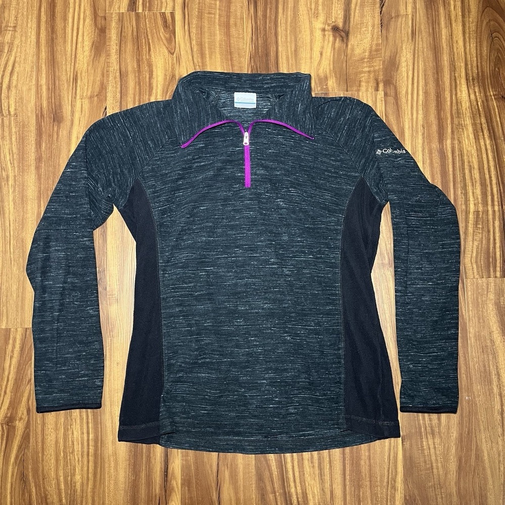 Columbia Lightweight Quarter Zip Pullover Jacket Women's L Grey Pink Large